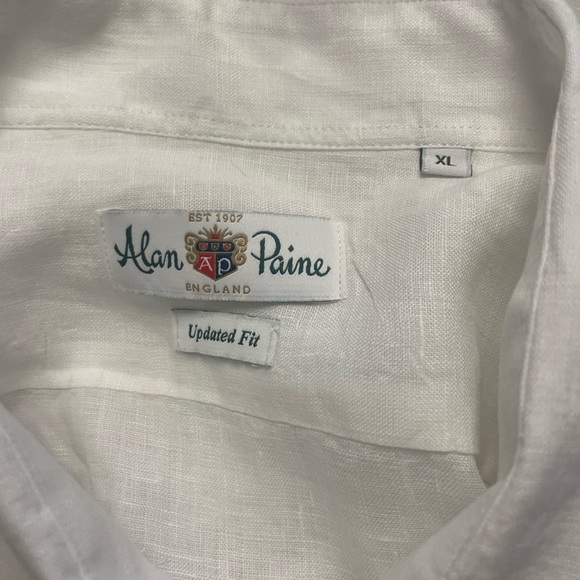 ALAN PAINE NEW WHITE CLASSIC LINEN SHIRT ENGLAND SIZE X-LARGE - Picture 8 of 11